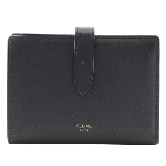 CELINE Medium strap wallet Bi-Fold Wallet black Calfskin Women - Picture 2 of 13